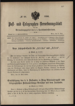 Post- und Telegraphen-Verordnungsblatt für das Verwaltungsgebiet des K.-K. Handelsministeriums