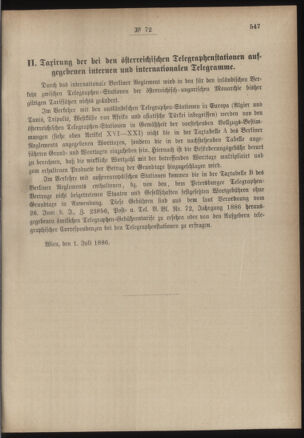 Post- und Telegraphen-Verordnungsblatt für das Verwaltungsgebiet des K.-K. Handelsministeriums 18860701 Seite: 15