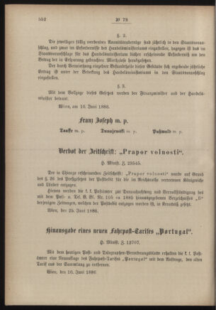 Post- und Telegraphen-Verordnungsblatt für das Verwaltungsgebiet des K.-K. Handelsministeriums 18860702 Seite: 2