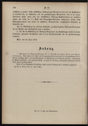 Post- und Telegraphen-Verordnungsblatt für das Verwaltungsgebiet des K.-K. Handelsministeriums 18860702 Seite: 4