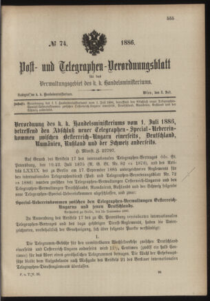 Post- und Telegraphen-Verordnungsblatt für das Verwaltungsgebiet des K.-K. Handelsministeriums