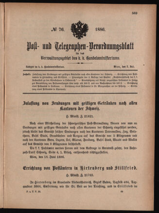 Post- und Telegraphen-Verordnungsblatt für das Verwaltungsgebiet des K.-K. Handelsministeriums