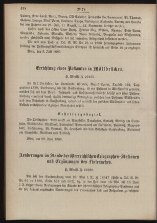 Post- und Telegraphen-Verordnungsblatt für das Verwaltungsgebiet des K.-K. Handelsministeriums 18860709 Seite: 2