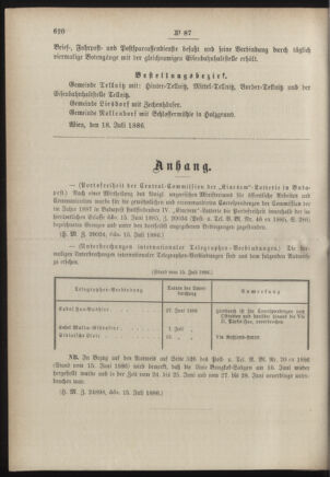 Post- und Telegraphen-Verordnungsblatt für das Verwaltungsgebiet des K.-K. Handelsministeriums 18860808 Seite: 2