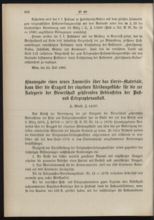 Post- und Telegraphen-Verordnungsblatt für das Verwaltungsgebiet des K.-K. Handelsministeriums 18860814 Seite: 2