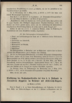 Post- und Telegraphen-Verordnungsblatt für das Verwaltungsgebiet des K.-K. Handelsministeriums 18860814 Seite: 3