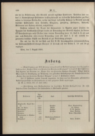 Post- und Telegraphen-Verordnungsblatt für das Verwaltungsgebiet des K.-K. Handelsministeriums 18860815 Seite: 2