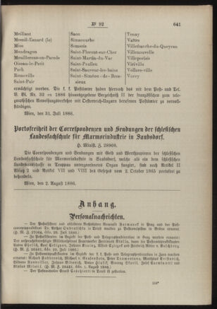 Post- und Telegraphen-Verordnungsblatt für das Verwaltungsgebiet des K.-K. Handelsministeriums 18860816 Seite: 3