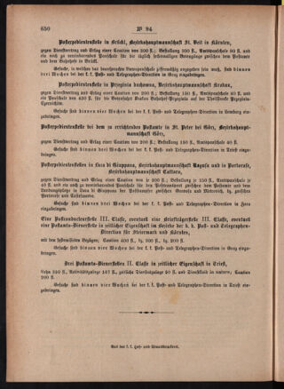 Post- und Telegraphen-Verordnungsblatt für das Verwaltungsgebiet des K.-K. Handelsministeriums 18860824 Seite: 4