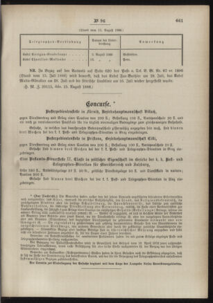 Post- und Telegraphen-Verordnungsblatt für das Verwaltungsgebiet des K.-K. Handelsministeriums 18860830 Seite: 7