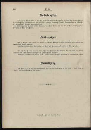 Post- und Telegraphen-Verordnungsblatt für das Verwaltungsgebiet des K.-K. Handelsministeriums 18860830 Seite: 8