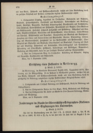 Post- und Telegraphen-Verordnungsblatt für das Verwaltungsgebiet des K.-K. Handelsministeriums 18860910 Seite: 2