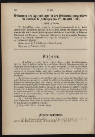 Post- und Telegraphen-Verordnungsblatt für das Verwaltungsgebiet des K.-K. Handelsministeriums 18860927 Seite: 2