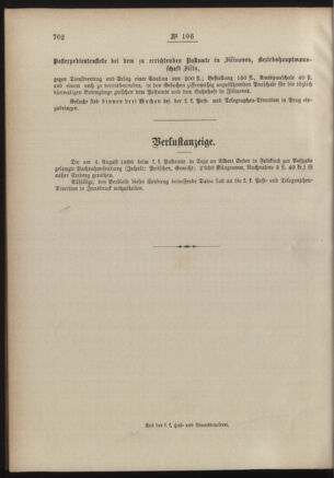 Post- und Telegraphen-Verordnungsblatt für das Verwaltungsgebiet des K.-K. Handelsministeriums 18860928 Seite: 4