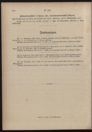 Post- und Telegraphen-Verordnungsblatt für das Verwaltungsgebiet des K.-K. Handelsministeriums 18861001 Seite: 4