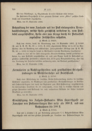 Post- und Telegraphen-Verordnungsblatt für das Verwaltungsgebiet des K.-K. Handelsministeriums 18861012 Seite: 2