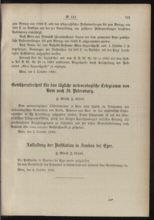 Post- und Telegraphen-Verordnungsblatt für das Verwaltungsgebiet des K.-K. Handelsministeriums 18861012 Seite: 3