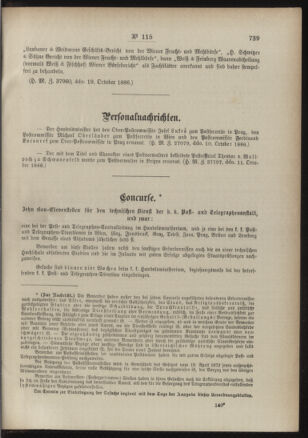 Post- und Telegraphen-Verordnungsblatt für das Verwaltungsgebiet des K.-K. Handelsministeriums 18861025 Seite: 3