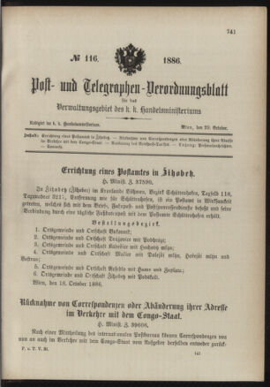 Post- und Telegraphen-Verordnungsblatt für das Verwaltungsgebiet des K.-K. Handelsministeriums