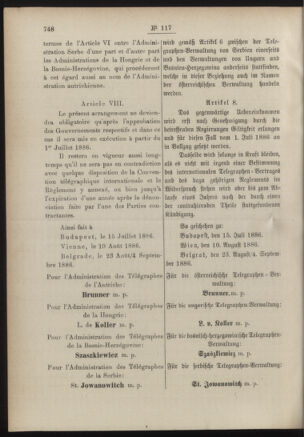 Post- und Telegraphen-Verordnungsblatt für das Verwaltungsgebiet des K.-K. Handelsministeriums 18861102 Seite: 4