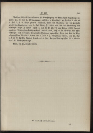 Post- und Telegraphen-Verordnungsblatt für das Verwaltungsgebiet des K.-K. Handelsministeriums 18861102 Seite: 5