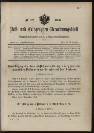 Post- und Telegraphen-Verordnungsblatt für das Verwaltungsgebiet des K.-K. Handelsministeriums