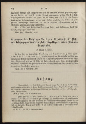 Post- und Telegraphen-Verordnungsblatt für das Verwaltungsgebiet des K.-K. Handelsministeriums 18861118 Seite: 2