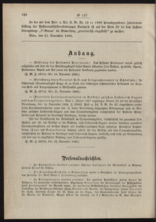 Post- und Telegraphen-Verordnungsblatt für das Verwaltungsgebiet des K.-K. Handelsministeriums 18861128 Seite: 2