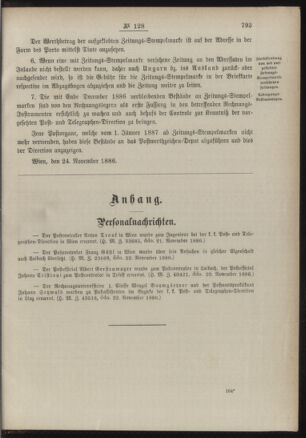 Post- und Telegraphen-Verordnungsblatt für das Verwaltungsgebiet des K.-K. Handelsministeriums 18861202 Seite: 3