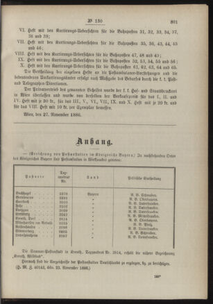 Post- und Telegraphen-Verordnungsblatt für das Verwaltungsgebiet des K.-K. Handelsministeriums 18861206 Seite: 3