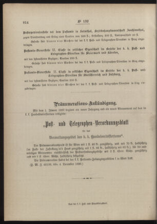 Post- und Telegraphen-Verordnungsblatt für das Verwaltungsgebiet des K.-K. Handelsministeriums 18861212 Seite: 8