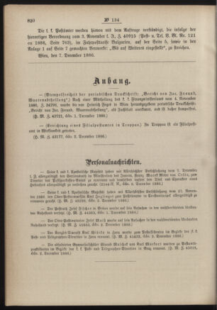 Post- und Telegraphen-Verordnungsblatt für das Verwaltungsgebiet des K.-K. Handelsministeriums 18861215 Seite: 2