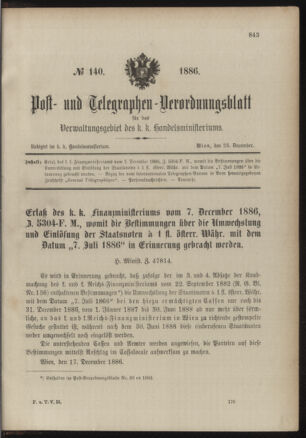 Post- und Telegraphen-Verordnungsblatt für das Verwaltungsgebiet des K.-K. Handelsministeriums