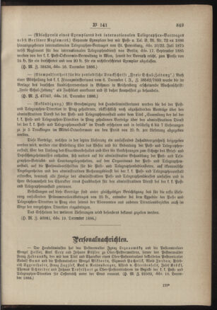 Post- und Telegraphen-Verordnungsblatt für das Verwaltungsgebiet des K.-K. Handelsministeriums 18861228 Seite: 3