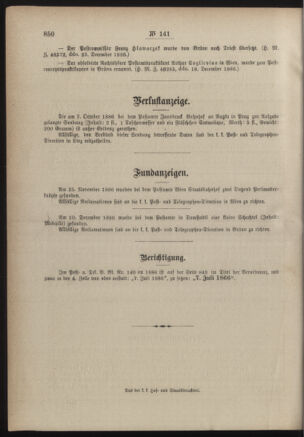 Post- und Telegraphen-Verordnungsblatt für das Verwaltungsgebiet des K.-K. Handelsministeriums 18861228 Seite: 4