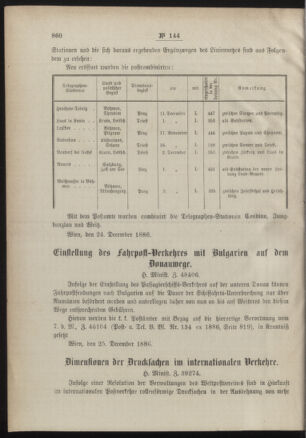 Post- und Telegraphen-Verordnungsblatt für das Verwaltungsgebiet des K.-K. Handelsministeriums 18861231 Seite: 2