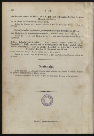 Post- und Telegraphen-Verordnungsblatt für das Verwaltungsgebiet des K.-K. Handelsministeriums 18861231 Seite: 4