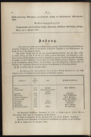 Post- und Telegraphen-Verordnungsblatt für das Verwaltungsgebiet des K.-K. Handelsministeriums 18870108 Seite: 2