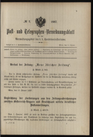 Post- und Telegraphen-Verordnungsblatt für das Verwaltungsgebiet des K.-K. Handelsministeriums