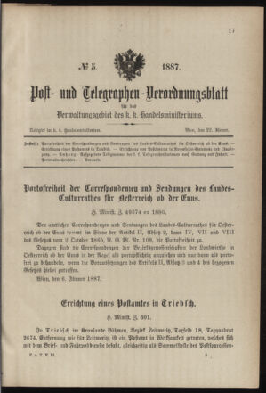 Post- und Telegraphen-Verordnungsblatt für das Verwaltungsgebiet des K.-K. Handelsministeriums