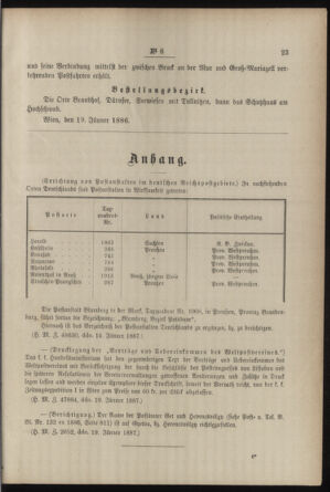 Post- und Telegraphen-Verordnungsblatt für das Verwaltungsgebiet des K.-K. Handelsministeriums 18870128 Seite: 3