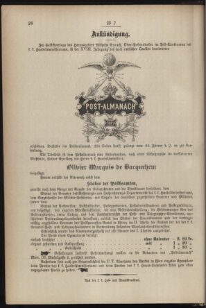 Post- und Telegraphen-Verordnungsblatt für das Verwaltungsgebiet des K.-K. Handelsministeriums 18870208 Seite: 4