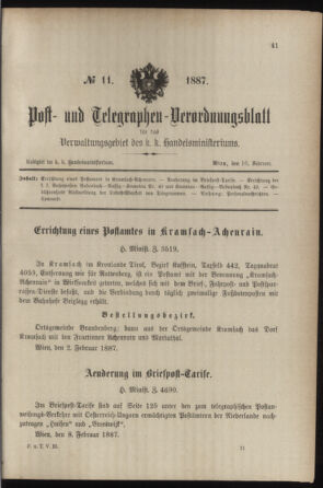 Post- und Telegraphen-Verordnungsblatt für das Verwaltungsgebiet des K.-K. Handelsministeriums