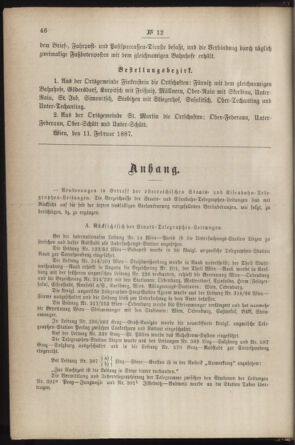 Post- und Telegraphen-Verordnungsblatt für das Verwaltungsgebiet des K.-K. Handelsministeriums 18870217 Seite: 2