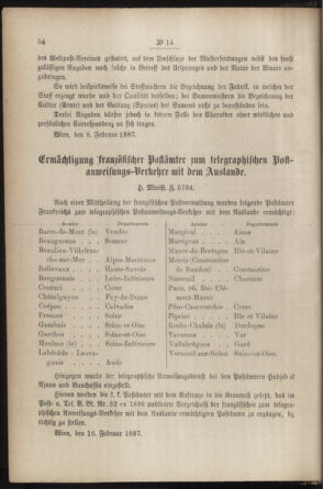 Post- und Telegraphen-Verordnungsblatt für das Verwaltungsgebiet des K.-K. Handelsministeriums 18870225 Seite: 2