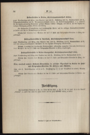 Post- und Telegraphen-Verordnungsblatt für das Verwaltungsgebiet des K.-K. Handelsministeriums 18870225 Seite: 4