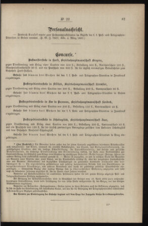 Post- und Telegraphen-Verordnungsblatt für das Verwaltungsgebiet des K.-K. Handelsministeriums 18870317 Seite: 3