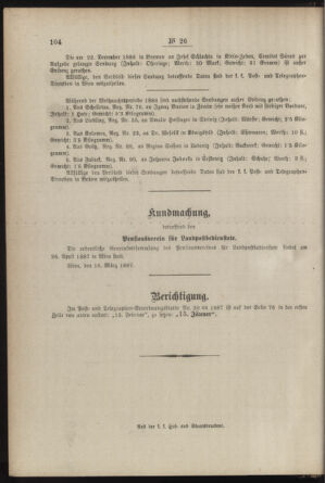 Post- und Telegraphen-Verordnungsblatt für das Verwaltungsgebiet des K.-K. Handelsministeriums 18870325 Seite: 4