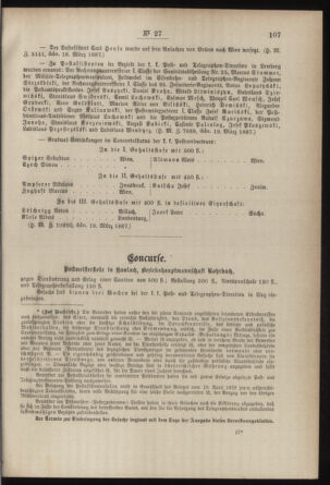 Post- und Telegraphen-Verordnungsblatt für das Verwaltungsgebiet des K.-K. Handelsministeriums 18870331 Seite: 3