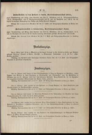 Post- und Telegraphen-Verordnungsblatt für das Verwaltungsgebiet des K.-K. Handelsministeriums 18870406 Seite: 3